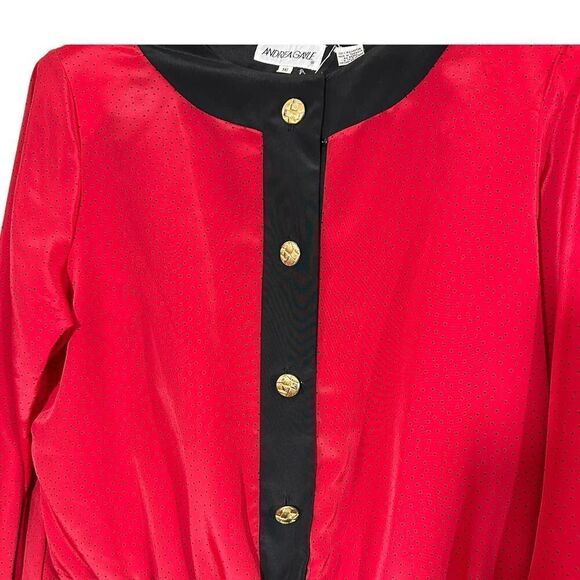 Vintage Andrea Gayle Two Piece Red & Black Dotted Skirt Set - Picture 2 of 16